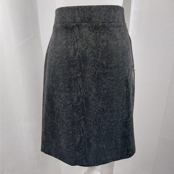NWT! NICOLE MILLER! BLACK AND CHARCOAL GRAY ABSTRACT BLEND STRETCH SKIRT! SZ L - Picture 2 of 9